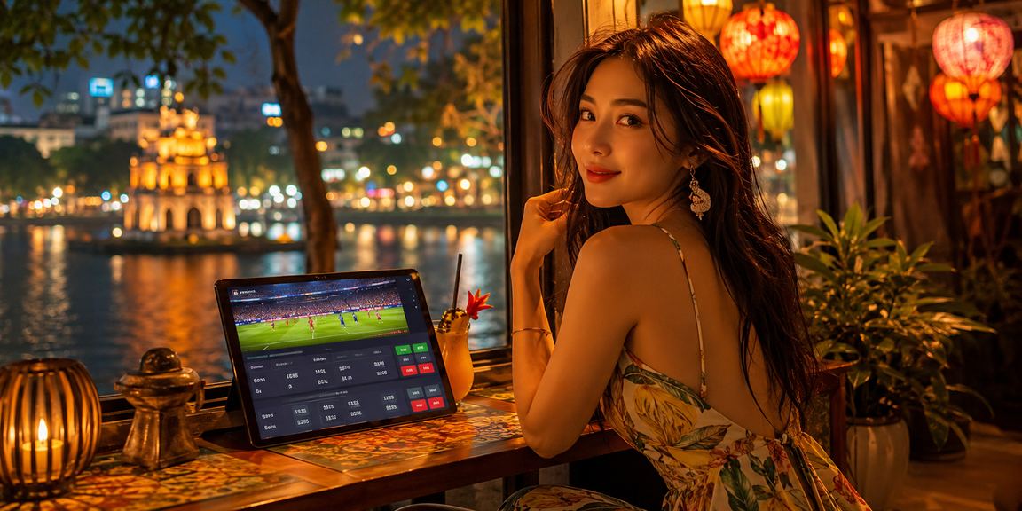 Không gian cà phê Hà Nội với người dùng xem xét điều khoản dịch vụ trên thiết bị di động